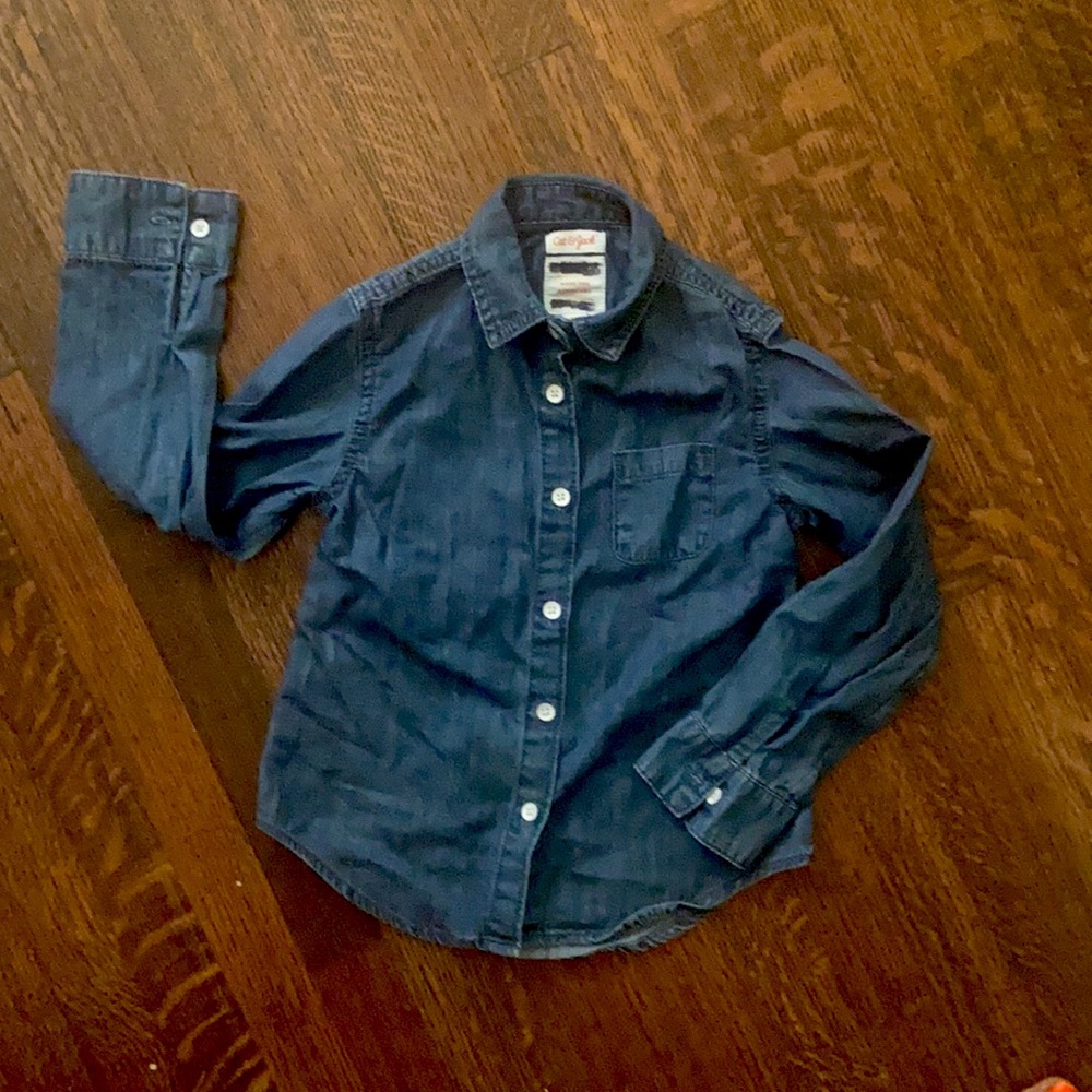 Jean Shirt 6/6X Long Sleeve Button Down